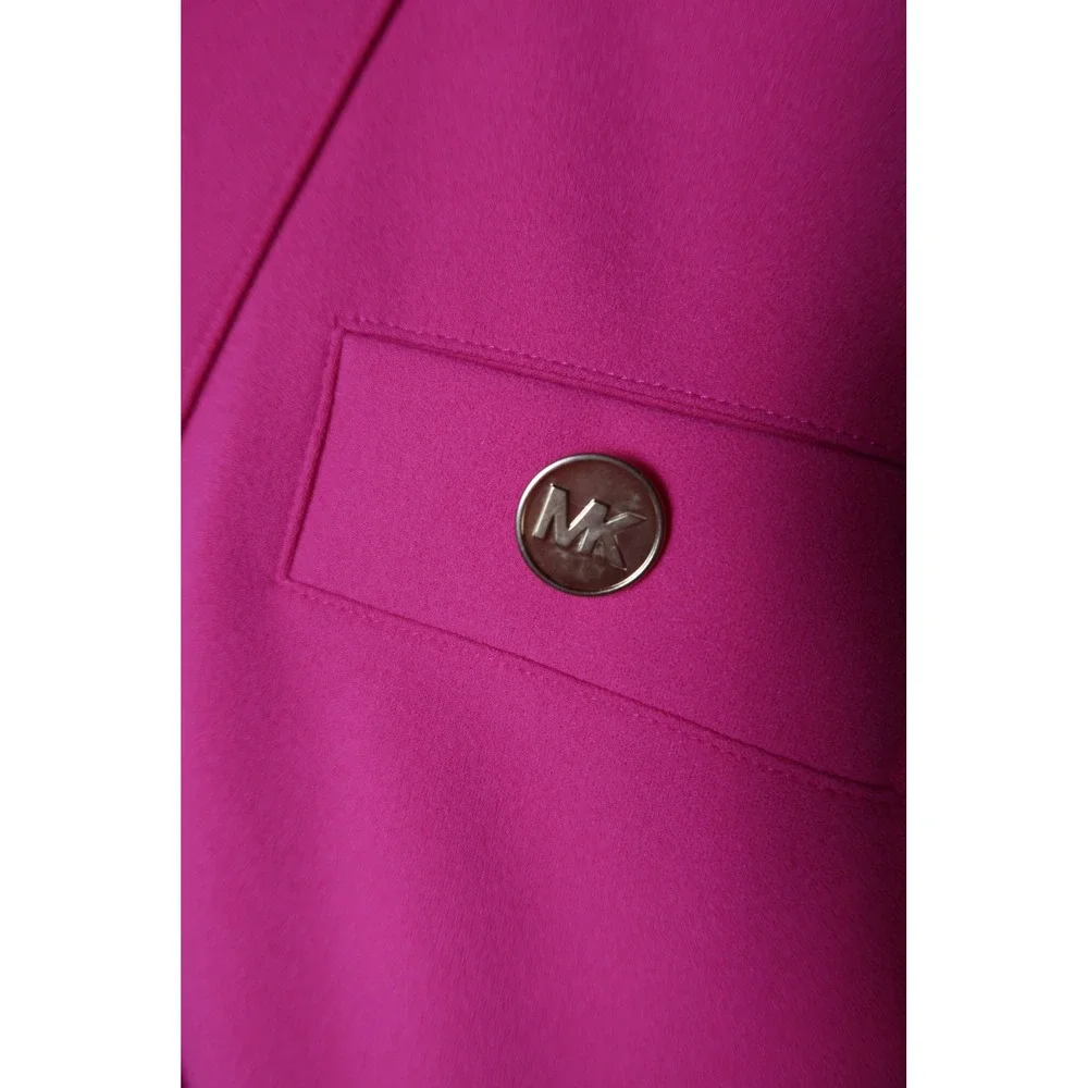 Michael Kors Pink Short Sleeve V-Neck Gold Button Sheath Dress Womens XL NWT